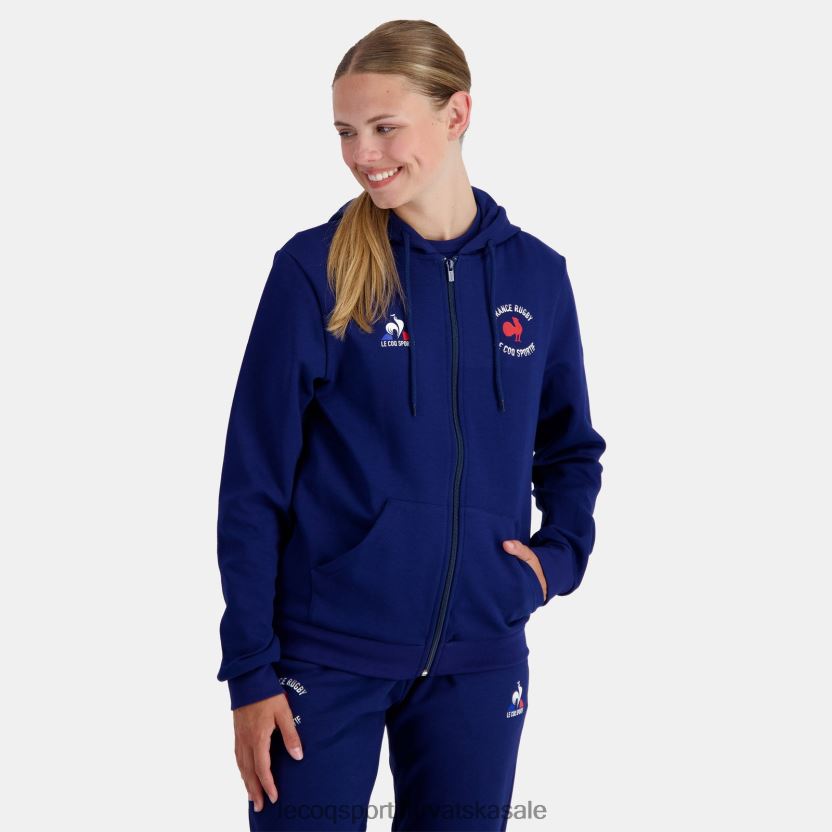 Le Coq Sportif majica s kapuljačom i patentnim zatvaračem - francusko ragbi plava muškarci 840R4L28 odjeća