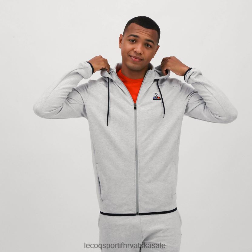 Le Coq Sportif siva majica s kapuljačom i patentnim zatvaračem muškarci 840R4L485 odjeća